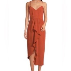 Giani Bernini Rust Asymmetrical Ruffle Slip Dress